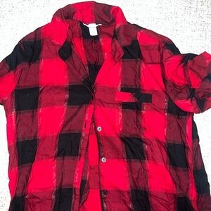 Victoria's Secret Red and Black Plaid Shirt